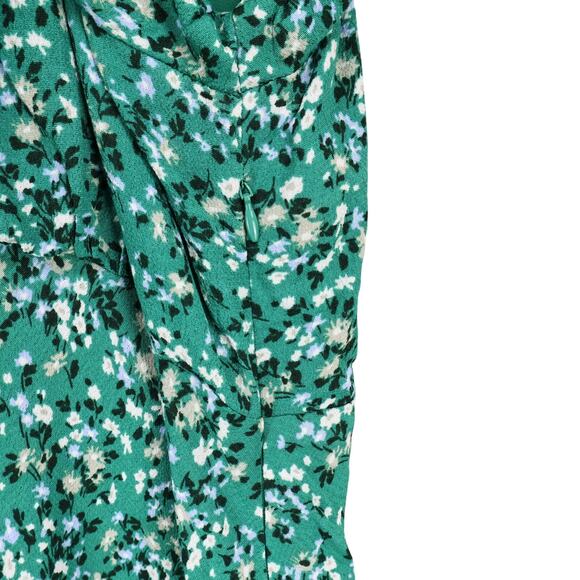NWT Madewell Ruched Scoopneck Crepe Midi Dress In Floral Kelly Green Size 10 - Picture 8 of 11